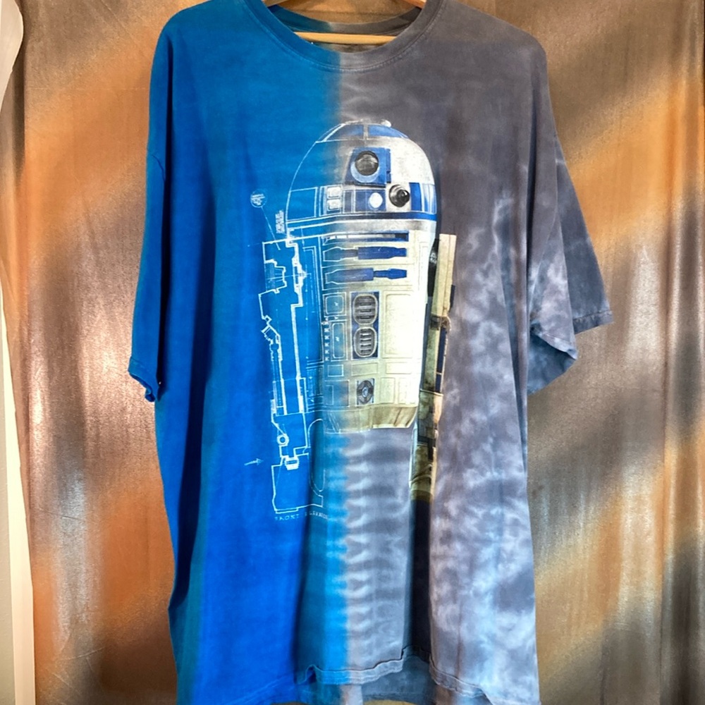 Disney parks Star Wars R2D2 blue gray tie dye xxl t-shirt. 52” chest. A3